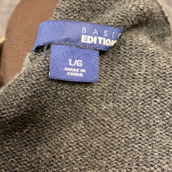 BASIC Editions Gray Zip up sweater sz. L - Picture 3 of 3